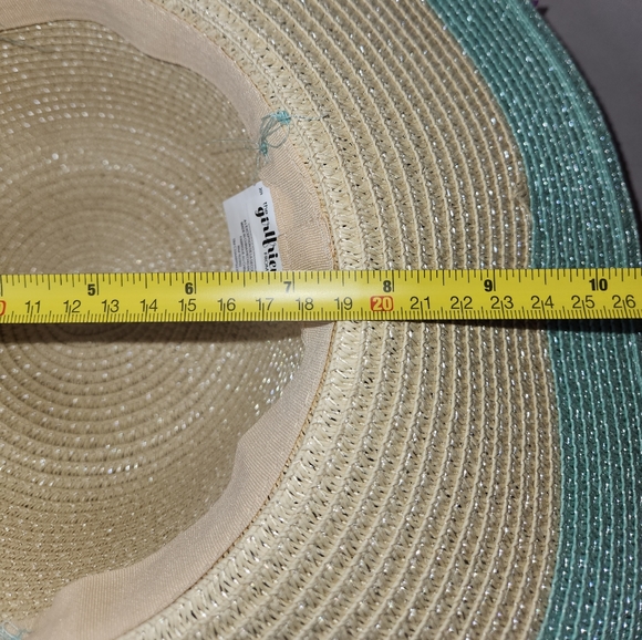 The Girlfriend Hat Wide Brim Hat Stripe Braided Hat Band Baby Blue Natural Paper - Picture 7 of 8